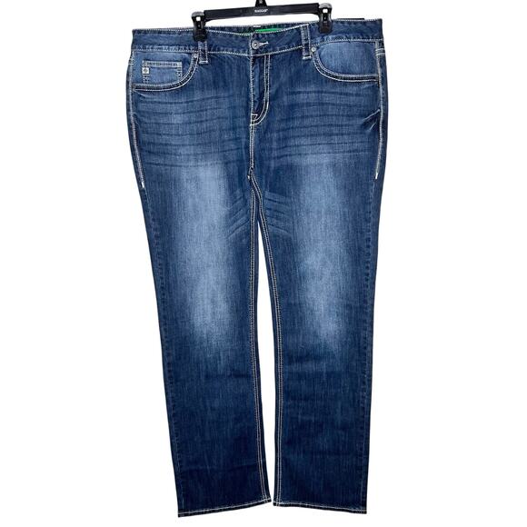 Rock & Roll Cowboy Pistol Straight Reflex Jeans 42x38 Men Med Wash Western Denim - Picture 4 of 13